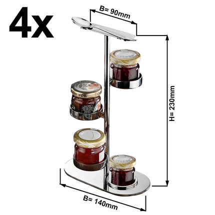 GGM Gastro (4 pcs) Jam Etagere / Buffet Stand - Stainless steel - Height: 230mm - with 4 shelves