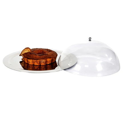GGM Gastro (4 pcs) Serving Tray - Stainless Steel - Ø500mm - Height: 180mm - non-slip surface - polished - with clear dome