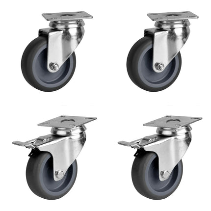 GGM Gastro (4 pieces) Castor Set for Refrigerated Tables & Cabinets – 2 braked + 2 unbraked - top plate mount