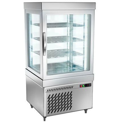 GGM Gastro 4-Sided Glass Display Freezer - 230L - 670mm - with 3 rotating glass shelves - 1 glass door - for patisserie