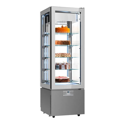 GGM Gastro 4-Sided Glass Display Freezer - 324L - 600mm - Double glazing - with 5 glass shelves - 1 glass door front