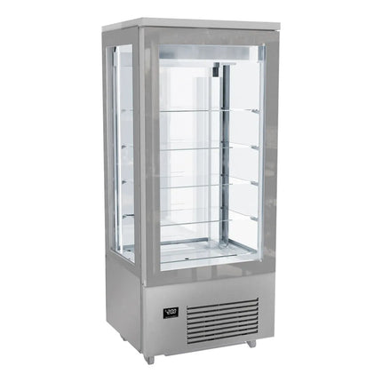 GGM Gastro 4-Sided Glass Display Freezer - 400L - 800mm - Double glazing - square - with 5 glass shelves - 1 rear glass door