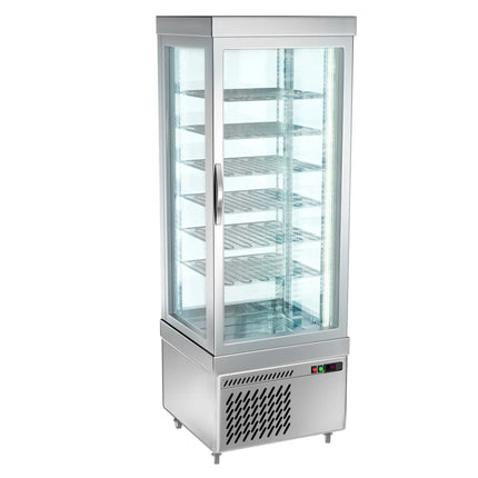 GGM Gastro 4-Sided Glass Display Freezer - 430L - 670mm - with 6 rotating glass shelves - 1 glass door