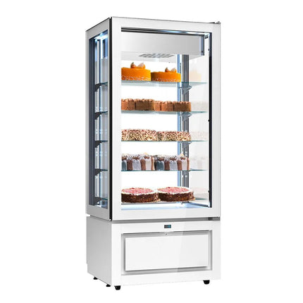 GGM Gastro 4-Sided Glass Display Freezer - 457L - 805mm - Double glazing - square - with 5 glass shelves - 1 glass door front - White