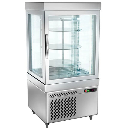 GGM Gastro 4-Sided Glass Display Fridge - 230L - 670mm - with 3 rotating shelves - 1 door - for patisserie
