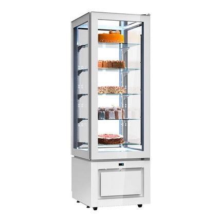 GGM Gastro 4-Sided Glass Display Fridge - 324L - 600mm - Double glazing - square - with 1 glass shelf - 1 glass door front - White