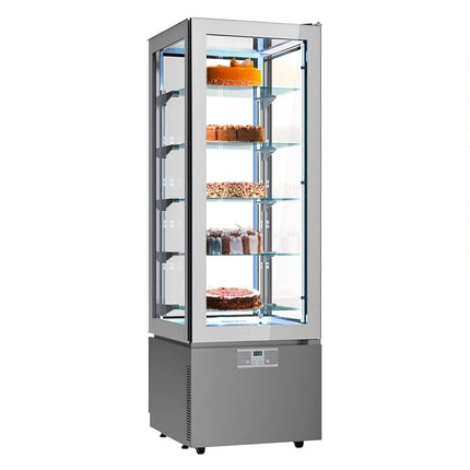 GGM Gastro 4-Sided Glass Display Fridge - 324L - 600mm - Double glazing - with 5 glass shelves - 1 glass door
