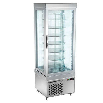 GGM Gastro 4-Sided Glass Display Fridge- 430L - 670mm - Double glazing - round - with 7 rotating shelves - 1 glass door - for patisserie