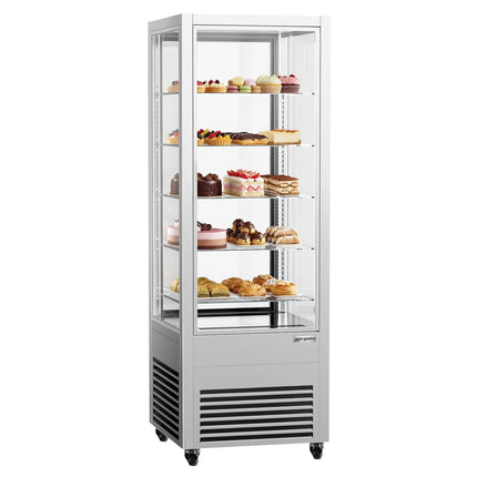 GGM Gastro 4-Sided Glass Display Fridge - 440L - Double glazing - with 5 glass shelves - 1 rear glass door