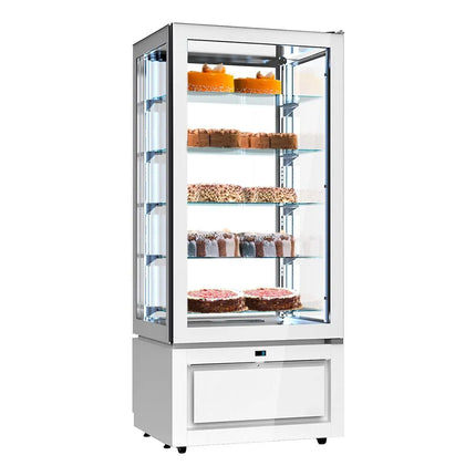 GGM Gastro 4-Sided Glass Display Fridge - 457L - 805mm - Double glazing - square - with 5 glass shelves - 1 glass door front - White