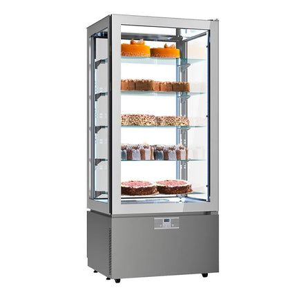 GGM Gastro 4-Sided Glass Display Fridge - 457L - 805mm - Double glazing - square - with 5 glass shelves - 1 glass door