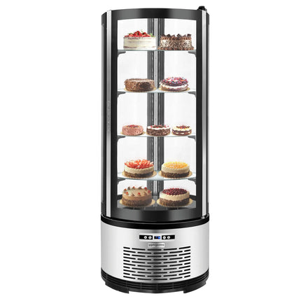 GGM Gastro 4-Sided Glass Display Fridge Self-Service - 360L - 680mm - Double glazing - round - with 4 glass shelves - 1 self-closing door - for patisserie