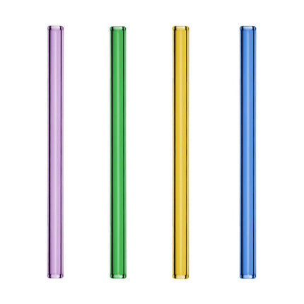 GGM Gastro (48 pcs) Glass Drinking Straws - 200mm - ø 8mm - straight - 4 Colours - incl. 1 Nylon cleaning brush