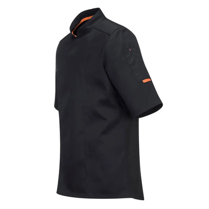 GGM Gastro (5 pcs) MeshAir Pro Unisex Chef Jacket - Short Sleeve - Black - Size: XL
