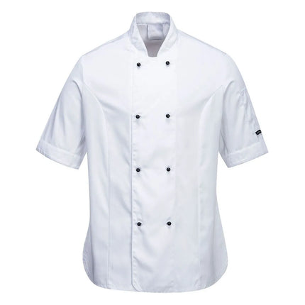 GGM Gastro (5 pcs) MeshAir Pro Womens Chef Jacket - Short Sleeve - White - Size: L