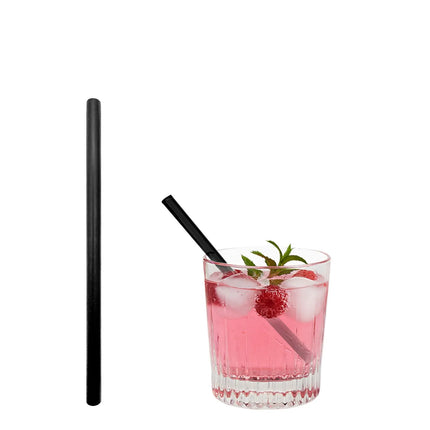 GGM Gastro (50 pcs) Glass Drinking Straws - 150mm - ø 8mm - straight - Black Matte - incl. 1 Nylon cleaning brush