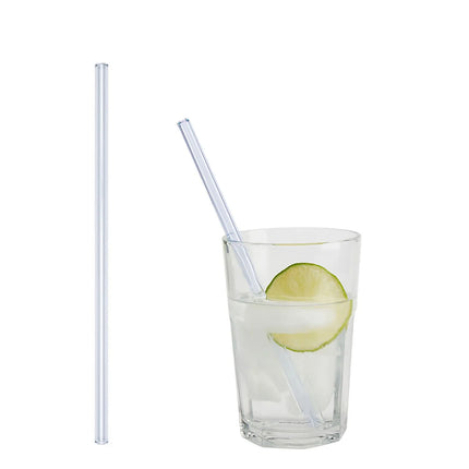 GGM Gastro (50 pcs) Glass Drinking Straws - 200mm - ø 10mm - straight - Clear - incl. 1 Nylon cleaning brush
