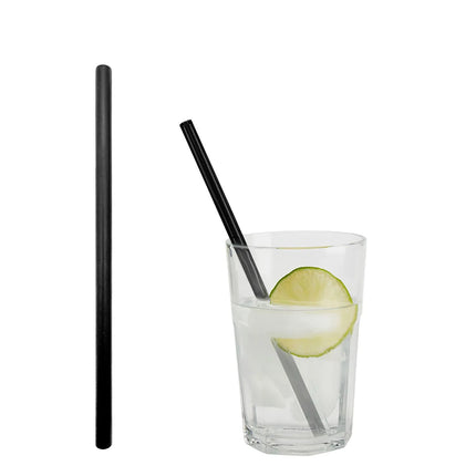 GGM Gastro (50 pcs) Glass Drinking Straws - 200mm - ø 8mm - straight - Black Matt - incl. 1 Nylon cleaning brush