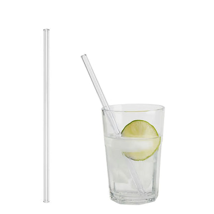 GGM Gastro (50 pcs) Glass Drinking Straws - 200mm - ø 8mm - straight - Clear - incl. 1 Nylon cleaning brush