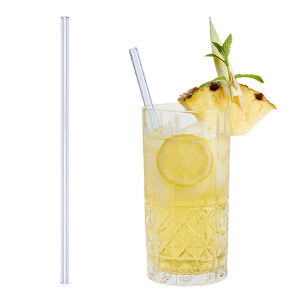GGM Gastro (50 pcs) Glass Drinking Straws - 230mm - ø 10mm - straight - Clear - incl. 1 Nylon cleaning brush