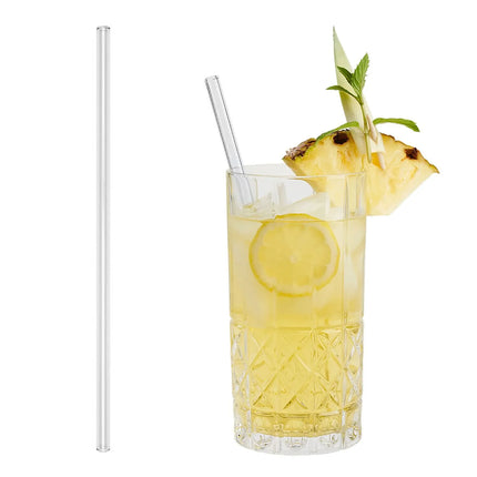GGM Gastro (50 pcs) Glass Drinking Straws - 39mm - ø 8mm - straight - Clear - incl. 1 Nylon cleaning brush