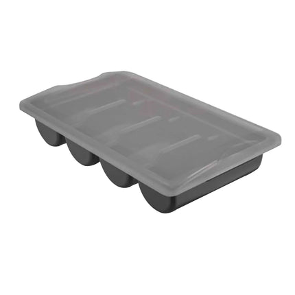 GGM Gastro - 537x301mm - Height: 120mm - Polypropylene (PP) - with 4 compartments - incl. lid - Black