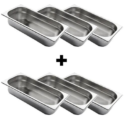 GGM Gastro (6 Cái) Khay Đựng Thực Phẩm GN 1/3 Thép Không Gỉ - 176x325mm - Sâu 65mm