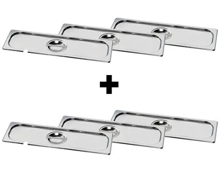 GGM Gastro (6 Cái) Nắp GN Thép Không Gỉ GN 2/4 - Có Khe Vá - 530x162x7mm