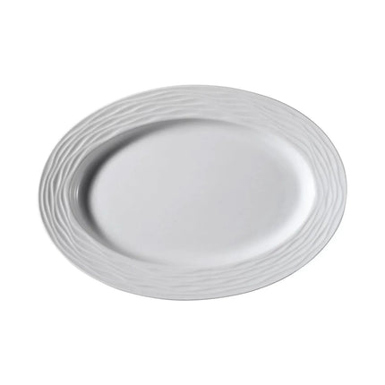 GGM Gastro (6 Cái) SEA WAVE - Đĩa Lớn Bầu Dục - Sứ - 280x280mm - Trắng
