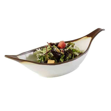 GGM Gastro (6 pcs) Bowl - CROCKER - Melamine - 0.65L - 420x140mm - Depth: 95mm - White/Brown