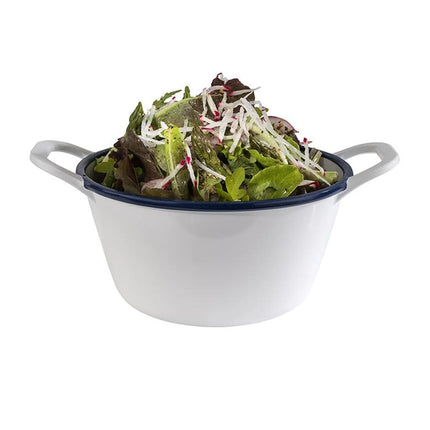 GGM Gastro (6 pcs) Bowl - ENAMEL LOOK - Melamine - 1L - with carry handles - 215x165mm - Depth: 95mm - White & Blue