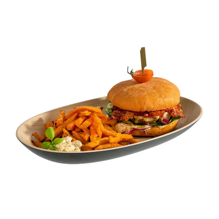 GGM Gastro (6 pcs) Bowl - FRIDA - Melamine - 1.2L - 335x210mm - Depth: 40mm - Black & Beige