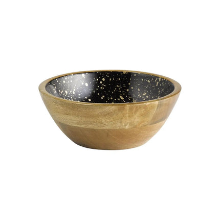 GGM Gastro (6 pcs) Bowl - MANGO - Mango Wood - 0.8L - square - 200x200mm - Depth: 75mm - Black-Gold