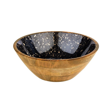 GGM Gastro (6 pcs) Bowl - MANGO - Mango Wood - 3L - round - Ø 300mm - Depth: 105mm - Black-Gold