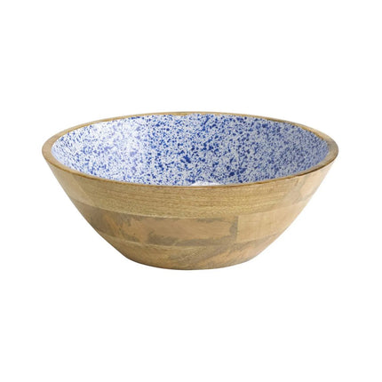 GGM Gastro (6 pcs) Bowl - MANGO - Mango Wood - 3L - round - Ø 300mm - White-Blue