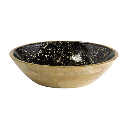 GGM Gastro (6 pcs) Bowl - MANGO - Mango Wood - 4L - round - Ø 370mm - Depth: 90mm - Black-Gold