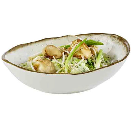 GGM Gastro (6 pcs) Bowl - STONE ART - Melamine - 1.2L - 285x210mm - Depth: 75mm - White/Brown