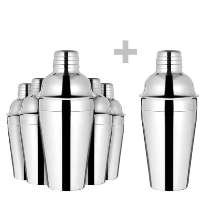 GGM Gastro (6 pcs) Cobbler Cocktail Shaker - 3-piece set - Stainless steel - 550ml