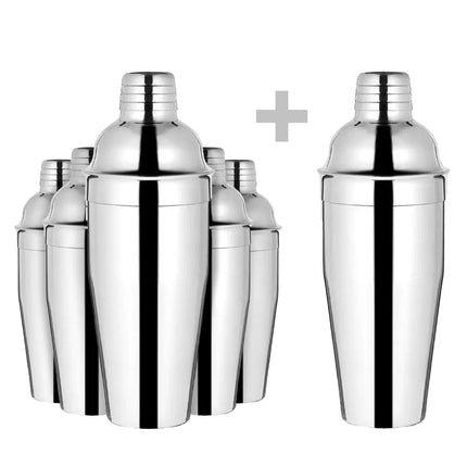 GGM Gastro (6 pcs) Cobbler Cocktail Shaker - 3-piece set - Stainless steel - 750ml