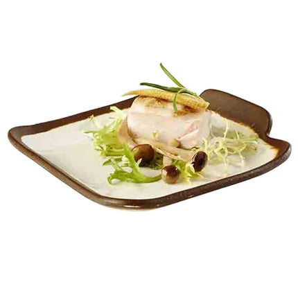 GGM Gastro (6 pcs) CROCKER | Plate - Melamine - 140x130mm - White/Brown