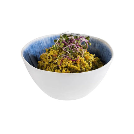 GGM Gastro (6 pcs) Dessert Bowl - BLUE OCEAN - Melamine - 0.6L - 150x150mm - Depth: 75mm - White/Blue - square