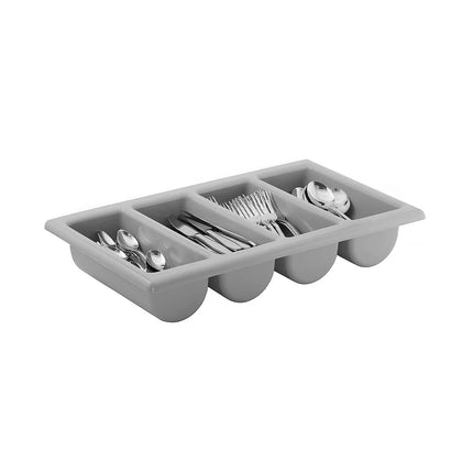 GGM Gastro (6 pcs) GN 1/1 Cutlery Tray - 530x325mm - Height: 100mm - Polypropylene (PP) - with 4 compartments - Grey