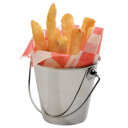 GGM Gastro (6 pcs) Mini Metal Food Bucket - SNACKHOLDER - Stainless Steel - 0.33L - 90x90mm