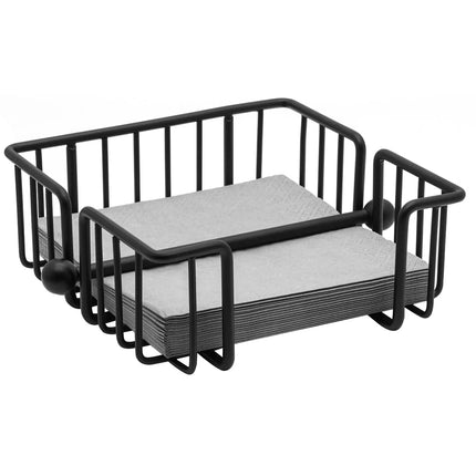 GGM Gastro (6 pcs) Napkin Holder - with Weighted Arm - URBAN - Metal - for Cocktail Napkins - 190x190x75mm - Black