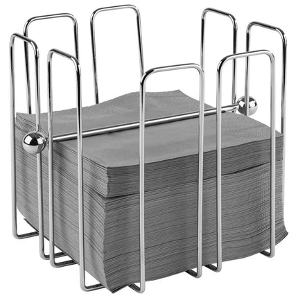 GGM Gastro (6 pcs) Napkin Holder - with Weighted Arm - WIRE - Chrome-Plated Metal - for Cocktail Napkins - 190x190x190mm