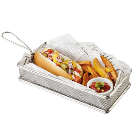 GGM Gastro (6 pcs) Serving Basket - SNACKHOLDER - Stainless Steel - Rectangular - 260x130mm