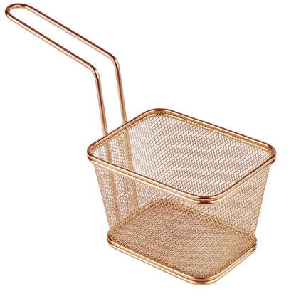 GGM Gastro (6 pcs) Serving Basket - SNACKHOLDER - Stainless Steel - Rectangular - 130x105mm - with 1 Handle - Copper