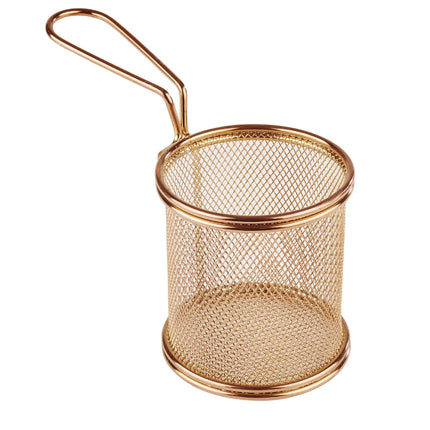 GGM Gastro (6 pcs) Serving Basket - SNACKHOLDER - Stainless Steel - Rectangular - 90x90mm - with 1 Handle - Copper