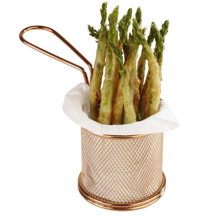 GGM Gastro (6 pcs) Serving Basket - SNACKHOLDER - Stainless Steel - Rectangular - 80x80mm - with 1 Handle - Copper