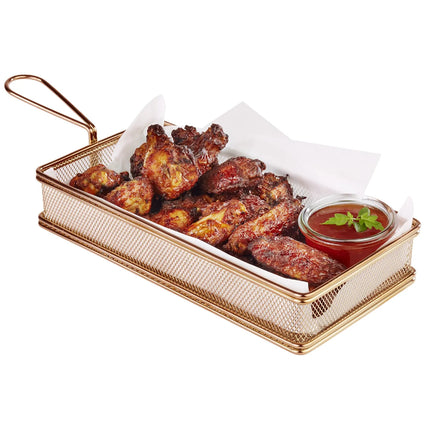 GGM Gastro (6 pcs) Serving Basket - SNACKHOLDER - Stainless Steel - Rectangular - 260x130mm - Copper
